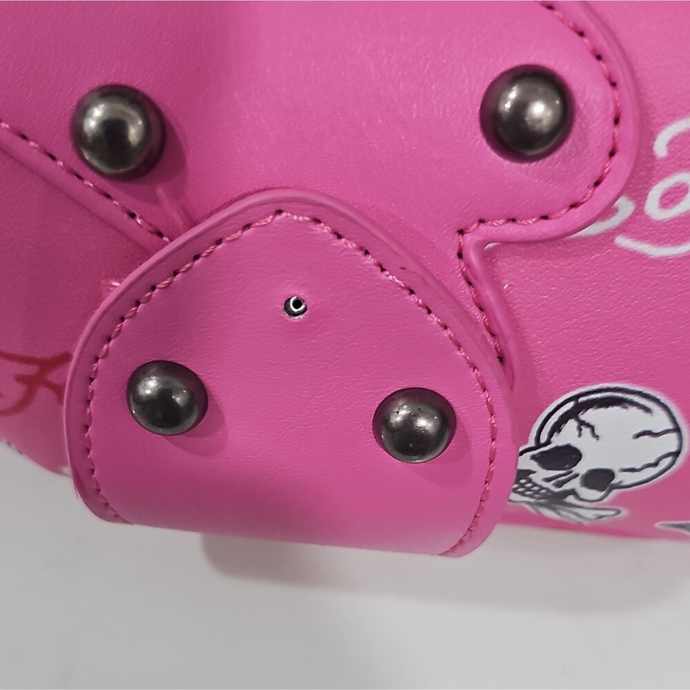 Y2K STYLE - Ed Hardy Pink Stud Shoulder Bag Skull Rose Graphic- see description - Picture 13 of 16